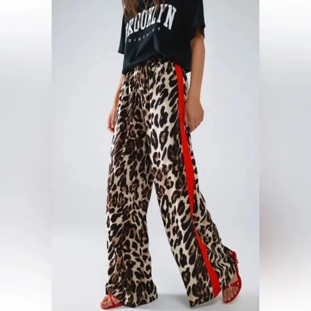 Plus Classic Leopard print Wide Leg Pants - Picture 1 of 7